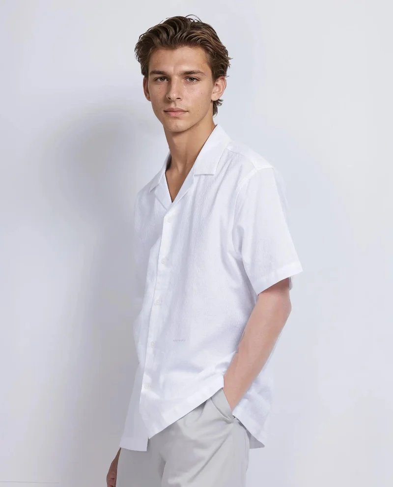 Rare Rabbit Men's Cuban Collar Boxy Fit Shirt