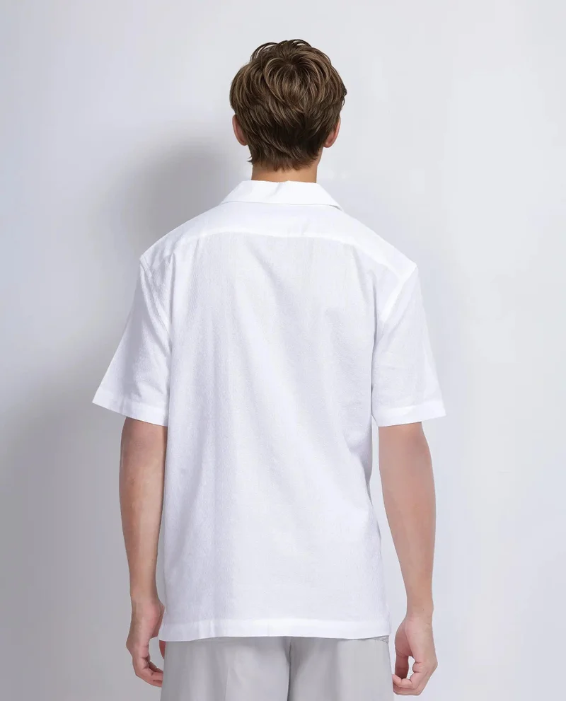 Rare Rabbit Men's Cuban Collar Boxy Fit Shirt