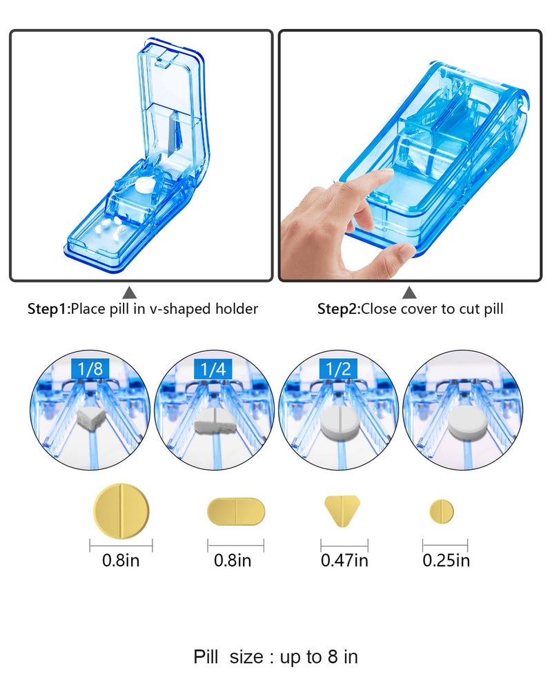 FRIWOLE Monthly Pill Organizer 2 Times a Day with Weekly Pill Bags, Portable Hard Shell Case, Pill Cutter & Opener Pick, Monthly and Weekly Stickers for Medication Management (Purple, 2 Times a Day) - Image 5