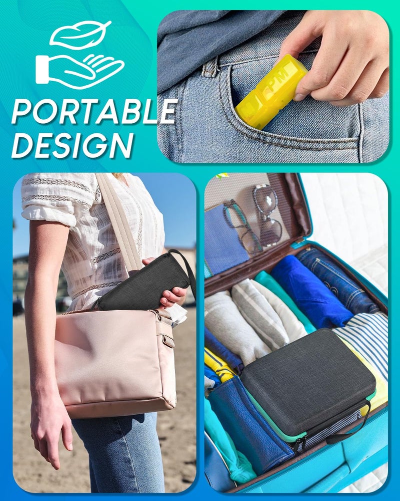 FRIWOLE Monthly Pill Organizer 2 Times a Day with Weekly Pill Bags, Portable Hard Shell Case, Pill Cutter & Opener Pick, Monthly and Weekly Stickers for Medication Management (Purple, 2 Times a Day) - Image 4
