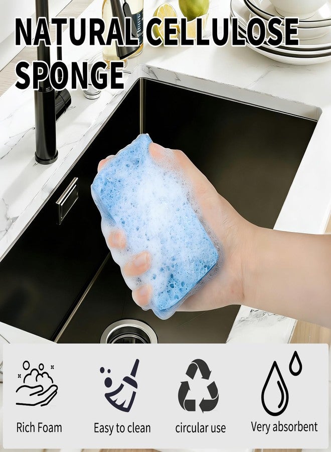 إسفنج مطبخ مضغوط من السليلوز، إسفنجة أطباق طبيعية غير قابلة للخدش، مناسبة لتنظيف المطبخ والحمام والسيارات، إسفنجة تنظيف منبثقة، 16 قطعة - Image 3
