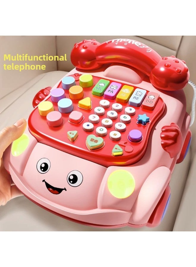 Children's Toy Simulation Phone Holder Opportunity To Speak Early Education Machine Educational Baby Mobile Phone One-year-old Baby Girl-Color:Red Phone Toy Car 【e-commerce Box】 Charging Suit - Image 2