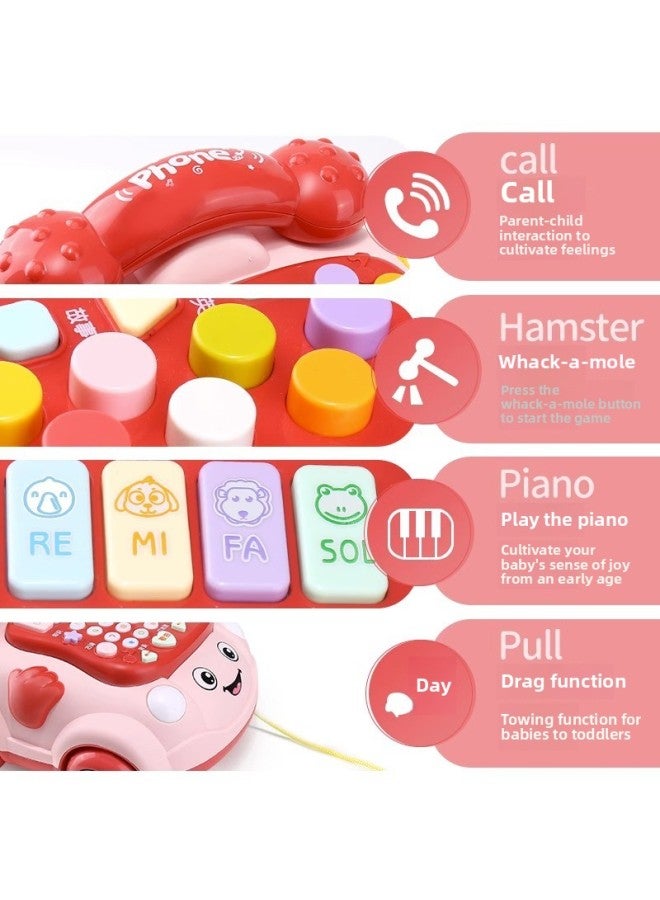 Children's Toy Simulation Phone Holder Opportunity To Speak Early Education Machine Educational Baby Mobile Phone One-year-old Baby Girl-Color:Red Phone Toy Car 【e-commerce Box】 Charging Suit - Image 3