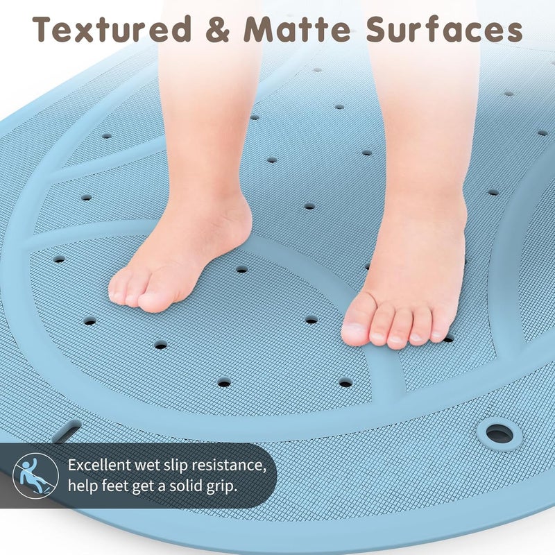 JOYCANO Bathtub Mat Non Slip, Kids Bath Mat 30"x 18", Bath Mat for Tub Non Slip with Strong Suction and Textured Surface, Natural Rubber Latex Free PVC Free Safe for Baby, Frog Pattern, Blue - Image 3