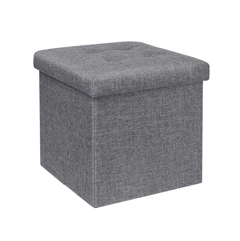 CRULAC Folding Ottomans Storage Ottoman Cube Folding Storage Ottoman with Storage Portable Ottoman with Cushion Lid 30X30X30 cm Grey - Image 1