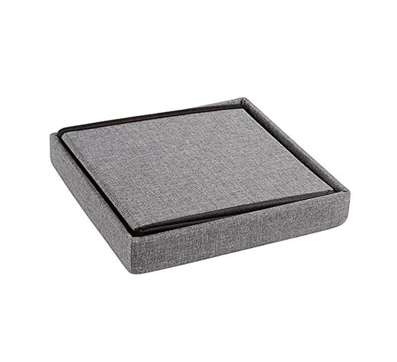 CRULAC Folding Ottomans Storage Ottoman Cube Folding Storage Ottoman with Storage Portable Ottoman with Cushion Lid 30X30X30 cm Grey - Image 3