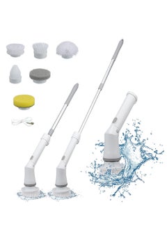 Arabest Electric Rotary Scrubber, Cordless Cleaning Brush with 6 Interchangeable Brush Heads, Shower Cleaning Brush with Extension Arm  - Image 1
