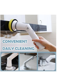 Arabest Electric Rotary Scrubber, Cordless Cleaning Brush with 6 Interchangeable Brush Heads, Shower Cleaning Brush with Extension Arm  - Image 4