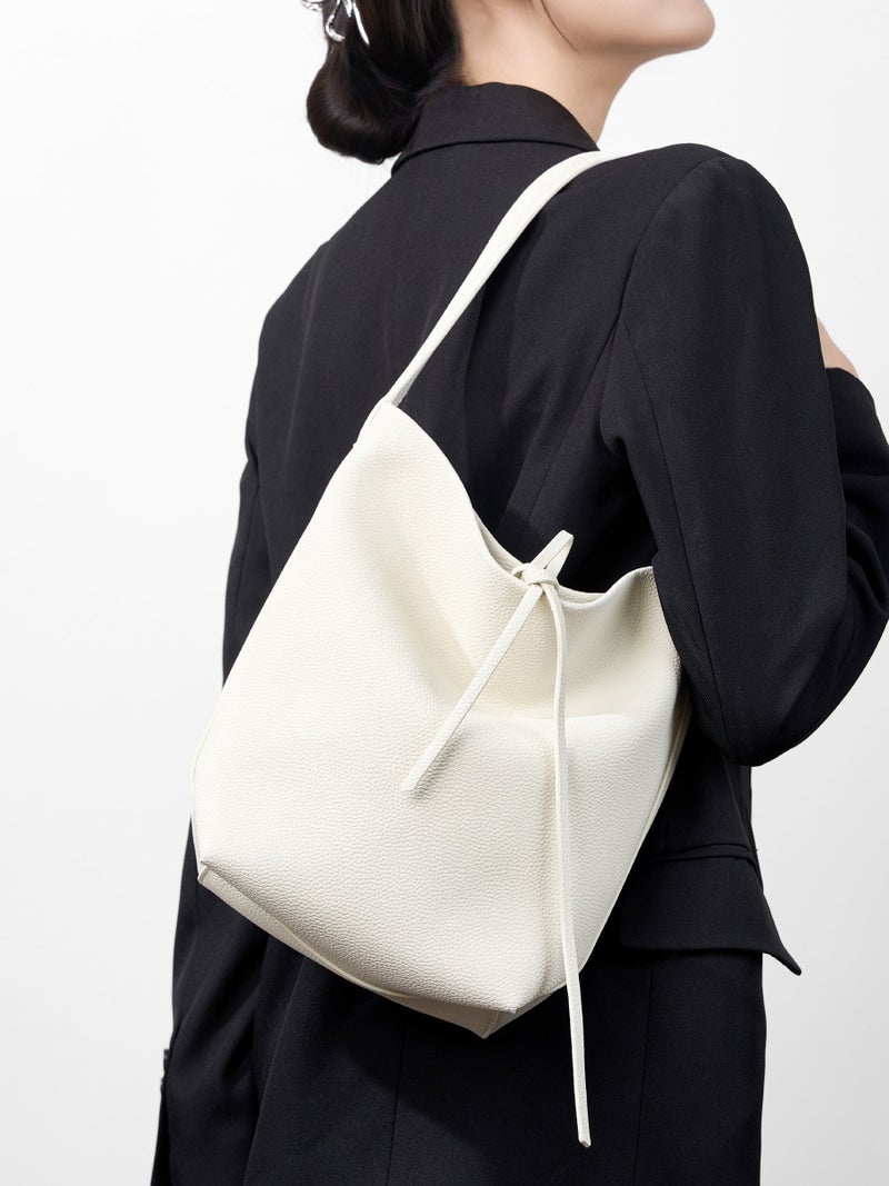 Bag Women'S New Cowhide Large Capacity Girl'S Shoulder Bag Women'S Lazy Style High-End Portable Leather Bucket Bag - Image 3
