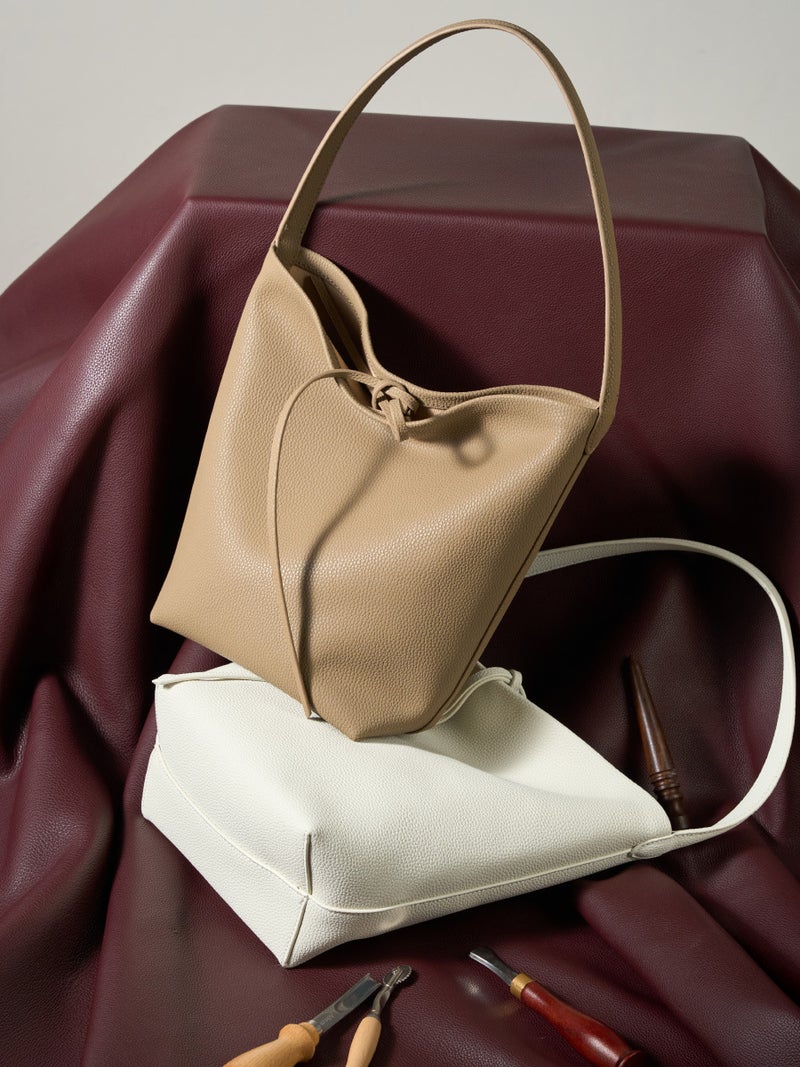 Bag Women'S New Cowhide Large Capacity Girl'S Shoulder Bag Women'S Lazy Style High-End Portable Leather Bucket Bag - Image 4