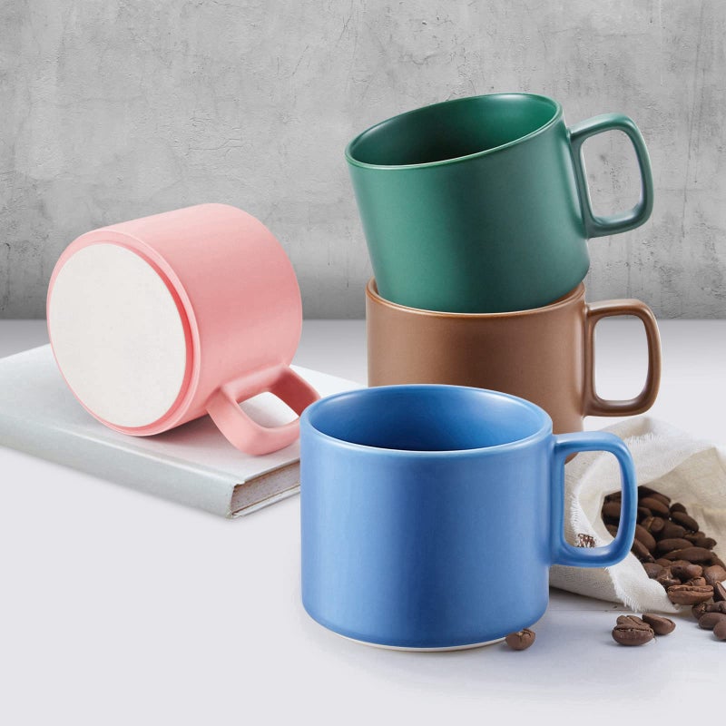 VOBAGA Coffee Mug 11 oz Tea Cup with Flat-Bottom Warming Coffee Milk for Office and Home (Brown) - Image 4