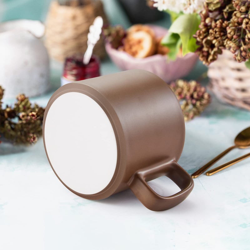 VOBAGA Coffee Mug 11 oz Tea Cup with Flat-Bottom Warming Coffee Milk for Office and Home (Brown) - Image 3