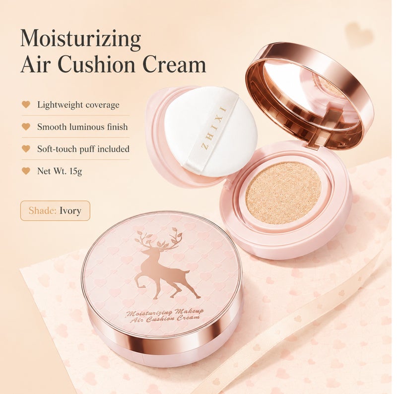 Me Now Makeup Gift Set for Women, 10 Pcs Full Face Makeup Kit with Air Cushion, Setting Powder, Lipstick, Lip Gloss, Mascara, Eyeliner, Brow Pencil, Primer, Concealer and Brush, Pink Deer Beauty Gift Box - Image 2