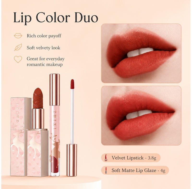 Me Now Makeup Gift Set for Women, 10 Pcs Full Face Makeup Kit with Air Cushion, Setting Powder, Lipstick, Lip Gloss, Mascara, Eyeliner, Brow Pencil, Primer, Concealer and Brush, Pink Deer Beauty Gift Box - Image 5