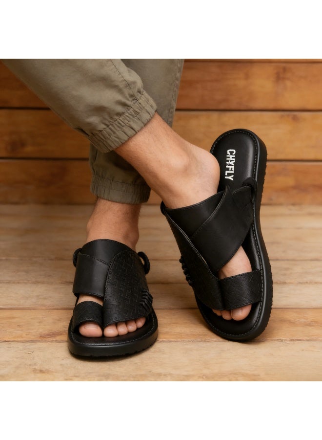 Men's Flat And Comfortable Slippers In The Arabic Style, Casual Slippers That Are Easy To Wear, Hand-Embroidered Slippers With A Unique Design. - Image 5