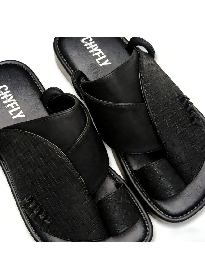 Men's Flat And Comfortable Slippers In The Arabic Style, Casual Slippers That Are Easy To Wear, Hand-Embroidered Slippers With A Unique Design. - Image 3