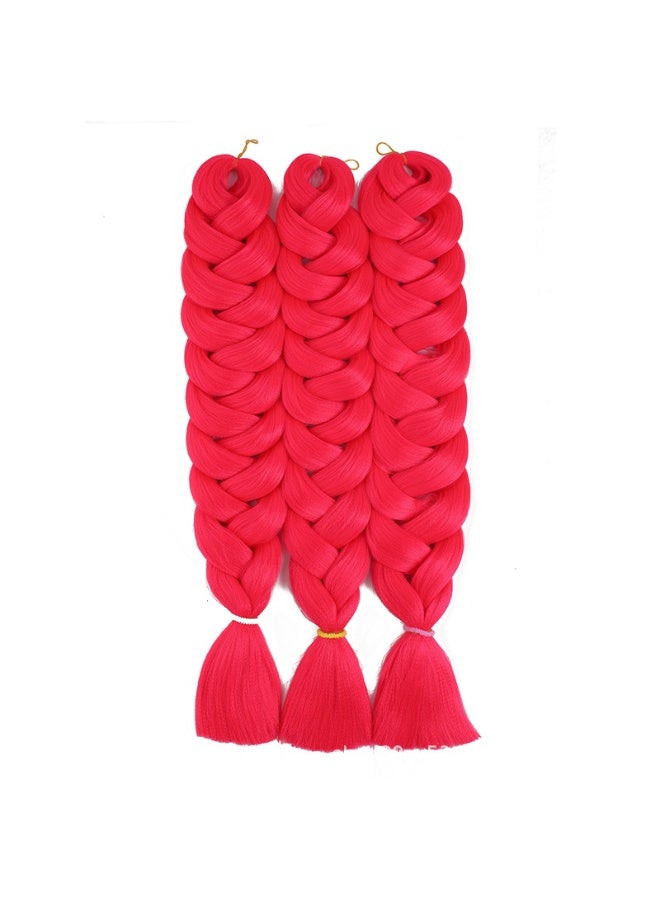 Generic Flame Retardant Soft Braid African Dreads Hair Extensions 82 Inch 165g Large Braid Non Toxic Long Straight Hair for All Skin Colors Pink