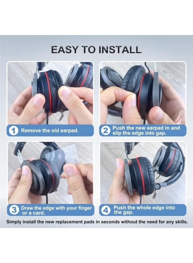 وسائد أذن بديلة لسماعات الرأس من سوني (Sony) وجي بي إل (JBL) - متوافقة مع طرازات Sony MDR-ZX100, ZX110, ZX110NC, WH-CH500, CH520, CH510, V150, V250, V200 وطرازات JBL Tune 450BT, 500BT, 510BT, 660NC - مقاس 70 مم (عبوة من قطعتين) - Image 5