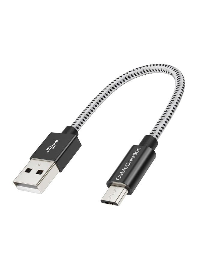 CableCreation Short Micro USB Cable 0.15M, CableCreation USB to Micro USB Braided Shielded Charging and Sync Cable, Compatible with TV Stick, Chromecast, Power Bank, Android Phone 0.5 FT - Image 1