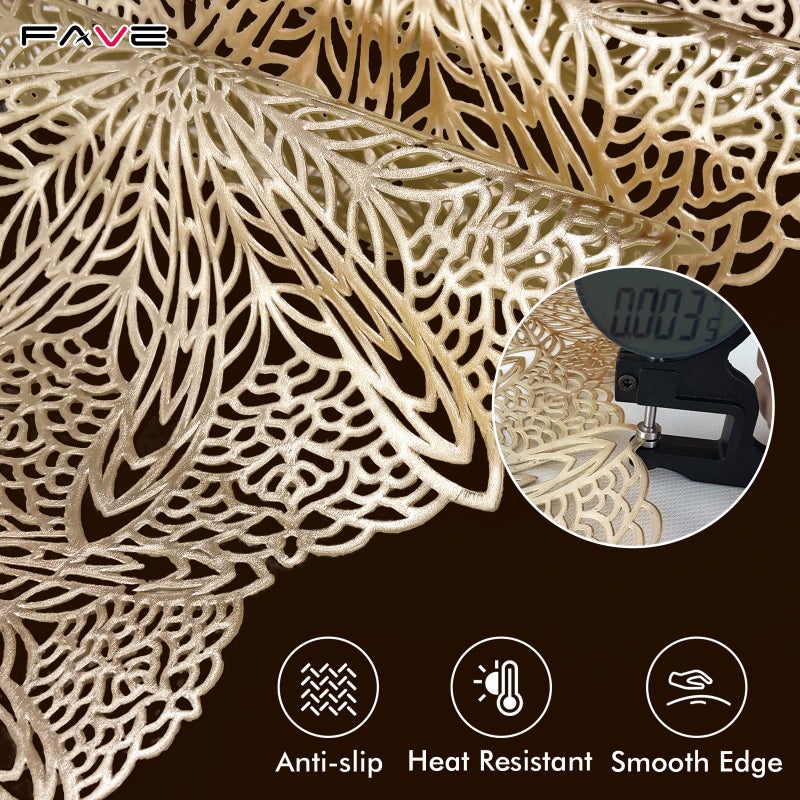 FAVE Gold Small Table Runner 36 Inch Heat Resistant Vinyl Table Cover for Dinner Party Wedding Decor(Gold Sphere) - Image 5