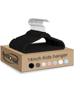 Red Dot Gift 50-Pack Black Velvet Kids Hangers - (35cm / 14 Inch) Premium Childrens Hangers for Closet, Ultra-Thin Cute Hangers Kids Clothes Hanger, Small Hangers for Kids Clothes  - Image 1