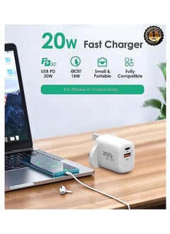 20W USB C PD Fast Charger, Dual Port Type-C QC3.0 Wall Adapter UK Plug, compatible with iPhone 13/12/12 Mini/12 Pro/12 Pro Max, Galaxy, Pixel 4/3, iPad Pro,  (Without Cable, White) - pzsku/ZBD9D828E52645ECA964AZ/45/_/1689141758/24d2630d-4b79-4935-88fc-c45d0286bf6f