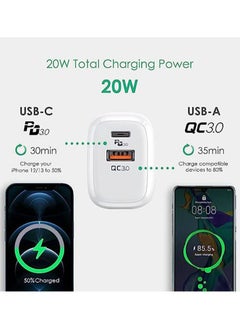 20W USB C PD Fast Charger, Dual Port Type-C QC3.0 Wall Adapter UK Plug, compatible with iPhone 13/12/12 Mini/12 Pro/12 Pro Max, Galaxy, Pixel 4/3, iPad Pro,  (Without Cable, White) - pzsku/ZBD9D828E52645ECA964AZ/45/_/1689141759/e903053e-90e4-48b7-a513-51a9ee3ba87f