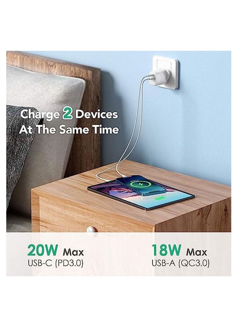 Filly 20W USB C PD Fast Charger, Dual Port Type-C QC3.0 Wall Adapter UK Plug, compatible with iPhone 13/12/12 Mini/12 Pro/12 Pro Max, Galaxy, Pixel 4/3, iPad Pro,  (Without Cable, White)  - Image 5