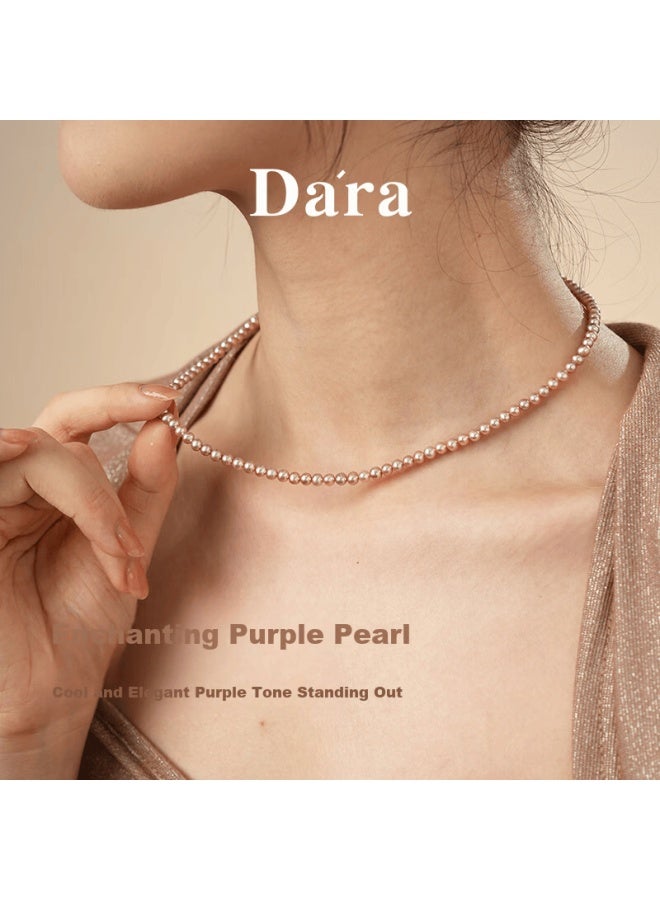 Dara Pearl Necklace For Women Basic Style High Luster Purple Freshwater Pearl Necklace Mother's Day Birthday Gift - Image 2