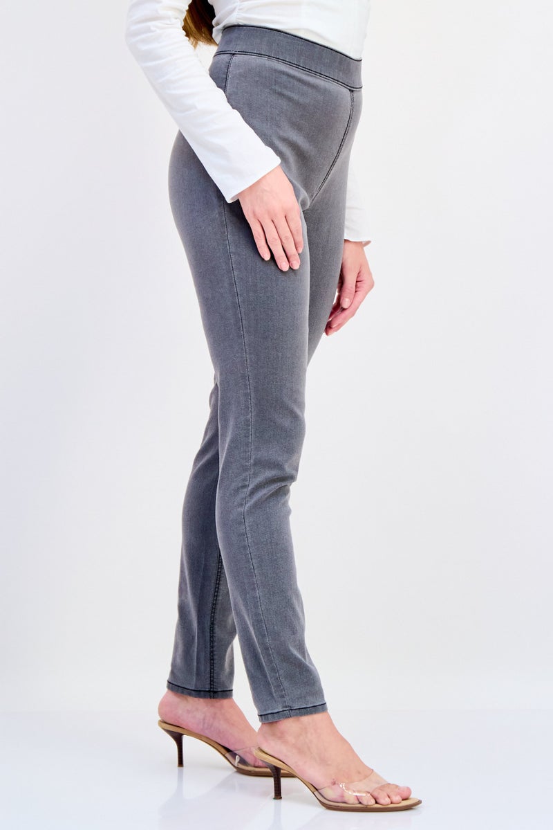ONLY Women Washed Pull On Leggings Grey - Image 2
