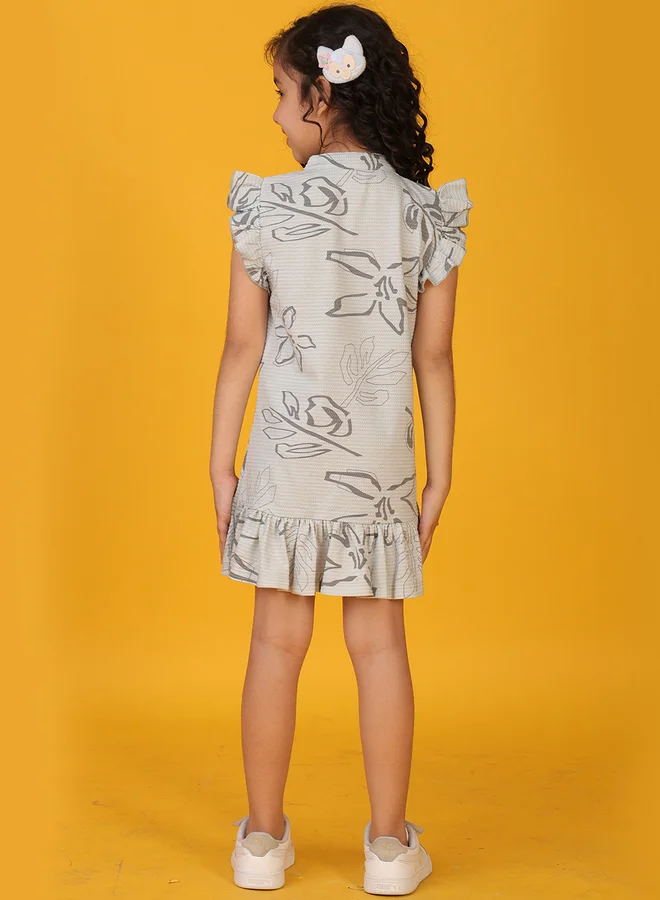 Anthrilo Anthrilo Textured Ruffled Sleeve Buttoned Mini Dress