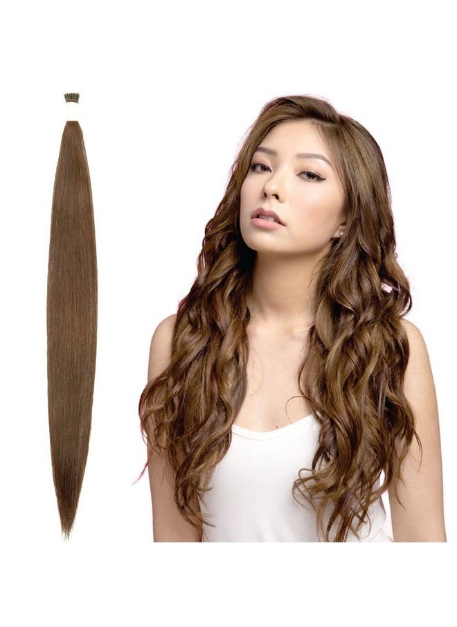 EVERLONG - Itip Hair Extensions By Everlong Remy Human Hair Microlinks Microbead Itip Method Real Premium Bead Ring 56 Gram Bundles (16" 6 Chestnut) - Image 1