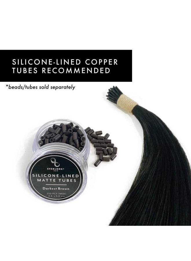 EVERLONG - Itip Hair Extensions By Everlong Remy Human Hair Microlinks Microbead Itip Method Real Premium Bead Ring 56 Gram Bundles (16" 6 Chestnut) - Image 1