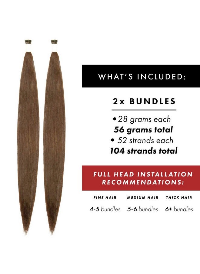 EVERLONG - Itip Hair Extensions By Everlong Remy Human Hair Microlinks Microbead Itip Method Real Premium Bead Ring 56 Gram Bundles (16" 6 Chestnut) - Image 1
