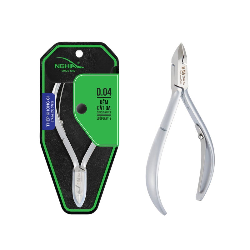 NGHIA Cuticle Nipper D04 JAW 14 Stainless Steel Durable and Sharp Ergonomic Design Grey Plated Ideal for Salons and Home Use