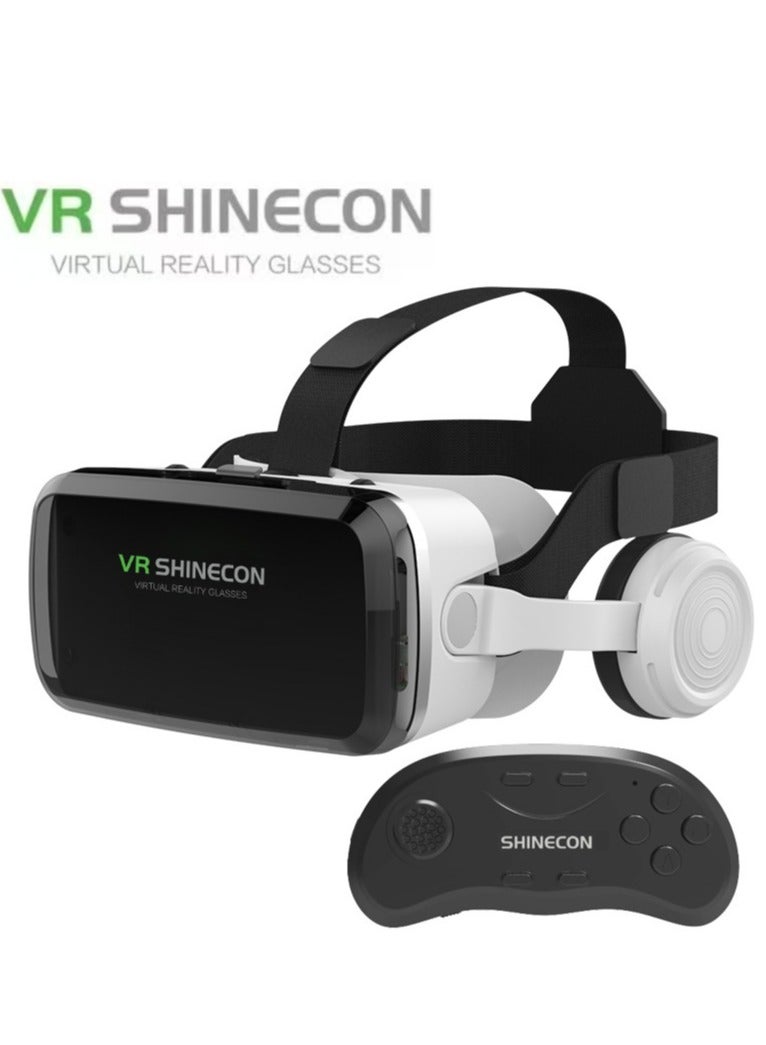 general Classic VR Goggles VR SHINECON 3D Virtual Reality Glasses+Controller Bluetooth Headset Version VR Glasses for TV, Movies & Video Games Compatible with iOS & Android Smartphone Within 5.5-7.2 inch Screen Phone Eye Protected Soft & Comfortable Adjustable Distance, IMAX Giant Screen/Optical Lenses/Panoramic Roaming/ Immersive Games - Image 1