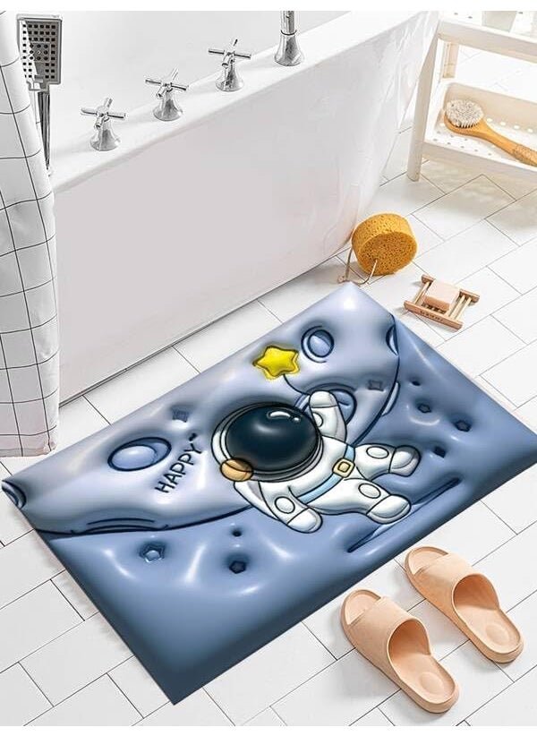 Krishn Kunj Krishn Kunj Bathroom Mat QuickDrying Water Absorbing Bathroom Mat Non Slip Floor Mat Dirt Barrier for Floor Mat Bath Mat Carpet Bathroom Doormat Astro Blue Pack of 2  - Image 2