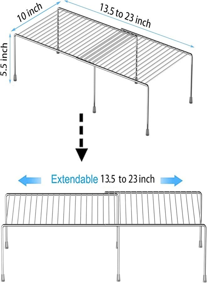TORO Stainless Steel Multipurpose Expandable Dish Rack/Expandable Storage Shelves for Kitchen Cabinets/Plate Stand/Utensil Rack (Chrome) - Image 4