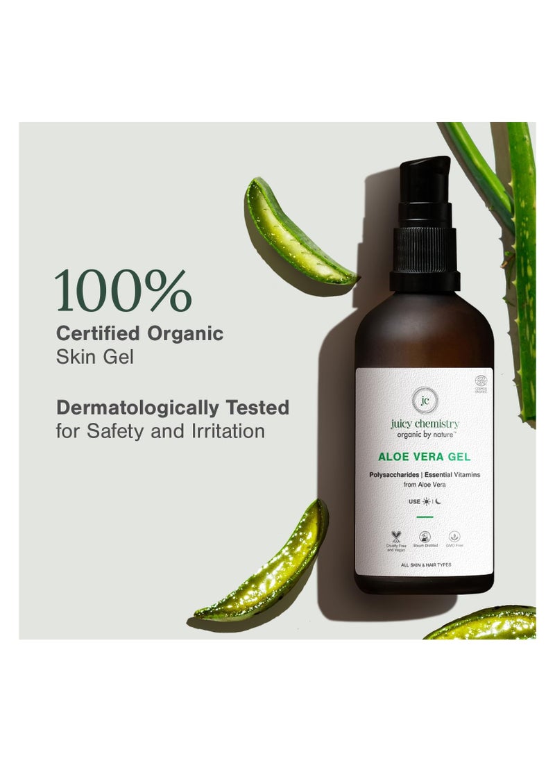 Juicy Chemistry Juicy Chemistry Aloe Vera Gel - 100 ml, Enriched With 100% Pure Aloe Vera Gel For Intense Hydration, Unscented And Ecocert Certified Organic, For Men And Women  - Image 2