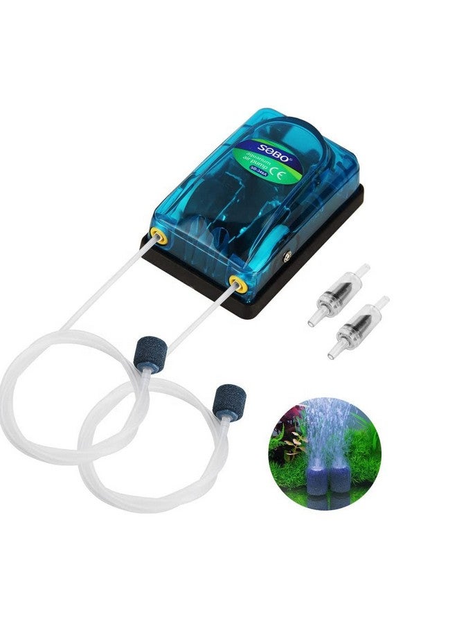 VAYINATO Sobo (Sb-648A) Energy Saving Design Air Pump for Aquarium Fish Tank with Free 3 Meter Air Tube, 2 Air Stone and 2 Check Valve, Double Outlet, Power : 5W, Output : 2 * 4L/Min - Image 1