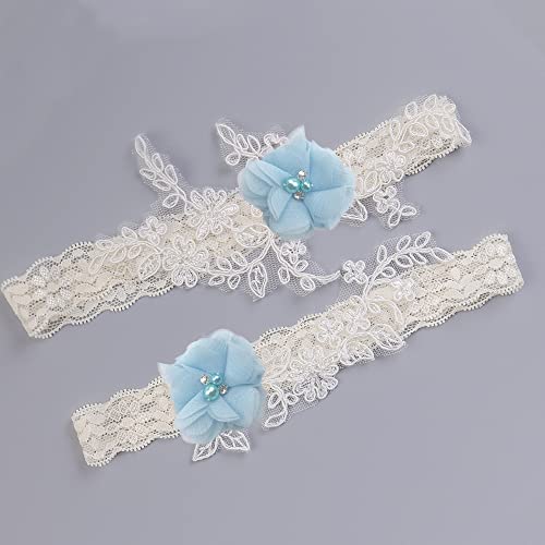 DonLeeving 30 PCS Rhinestone Pearl Blue Chiffon Flower Sewing Fabric Appliques for Clothing, Headbands Flower, Crafts, Party Decoration, Sewing Applique - Image 3