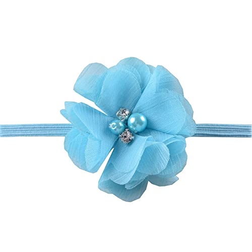 DonLeeving 30 PCS Rhinestone Pearl Blue Chiffon Flower Sewing Fabric Appliques for Clothing, Headbands Flower, Crafts, Party Decoration, Sewing Applique - Image 5