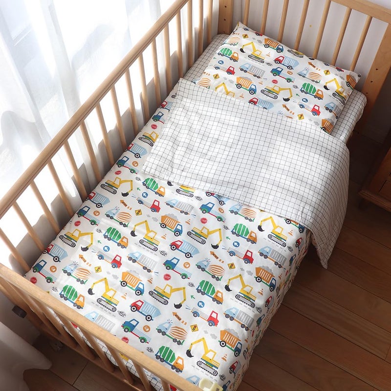 Emenpy 100 Cotton Crib Bedding Set for Baby Boys Girls3 Pcs Baby Bed Linen Include Duvet CoverFitted SheetPillowcaseNursery DecorationNo FillerWhite - Image 2
