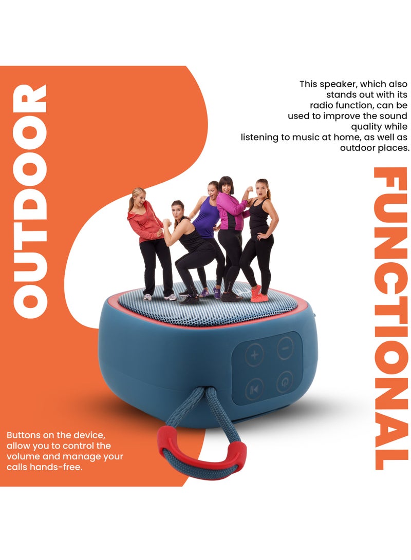 موديكس مكبر صوت بلوتوث Moodix KI23KS659 مع بطاقة Micro SD ومنفذ USB، أزرق - Image 4