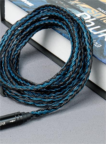 keephifi كابل سماعة بطول 2 متر KBEAR ST16 Plus 16-core بطول 2 متر كابل IEM 5N OCC مطلي بالفضة ترقية كابل سماعة رأس مضفر مع قابس مطلي بالذهب 3.5 (3.5 مم 2PIN 0.78MM، أسود أزرق) - Image 3
