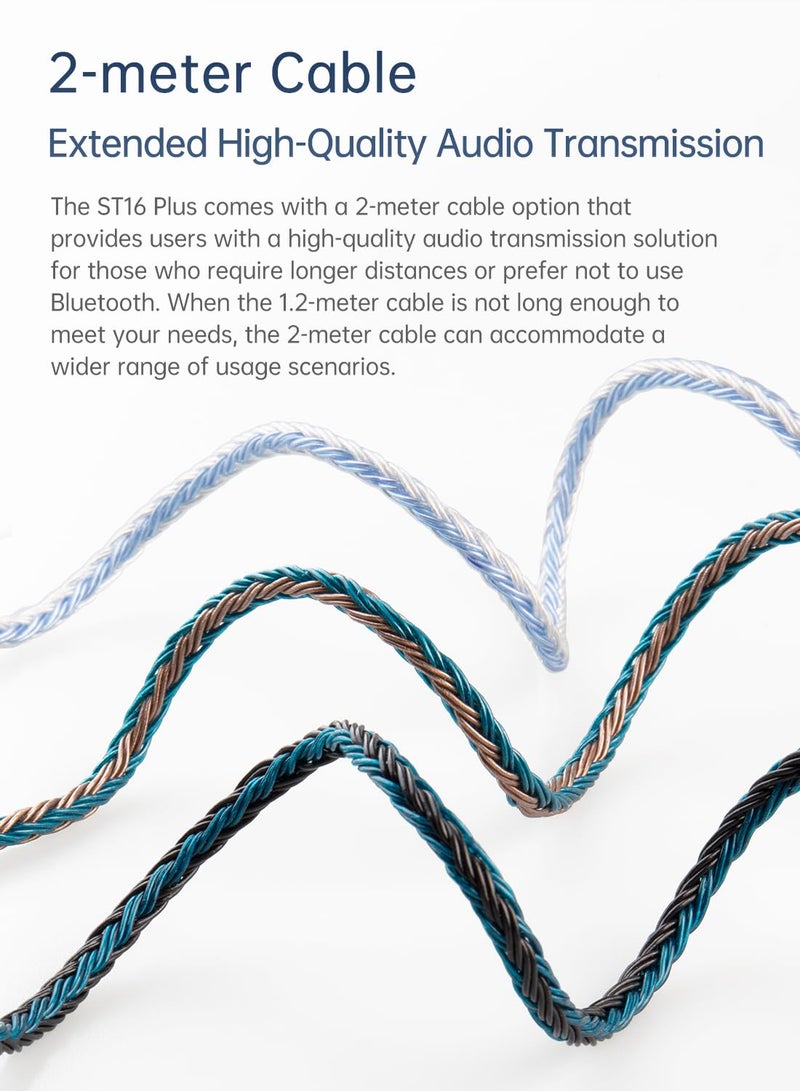 keephifi كابل سماعة بطول 2 متر KBEAR ST16 Plus 16-core بطول 2 متر كابل IEM 5N OCC مطلي بالفضة ترقية كابل سماعة رأس مضفر مع قابس مطلي بالذهب 3.5 (3.5 مم 2PIN 0.78MM، أسود أزرق) - Image 5