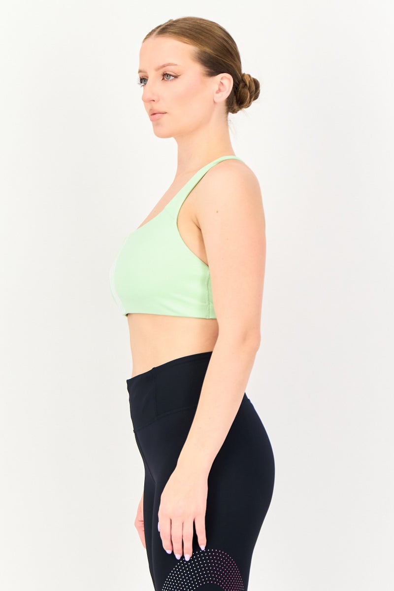 Adidas سوتيان رياضي مبطن للنساء بشعار العلامة التجارية، أخضر ليموني - Image 2