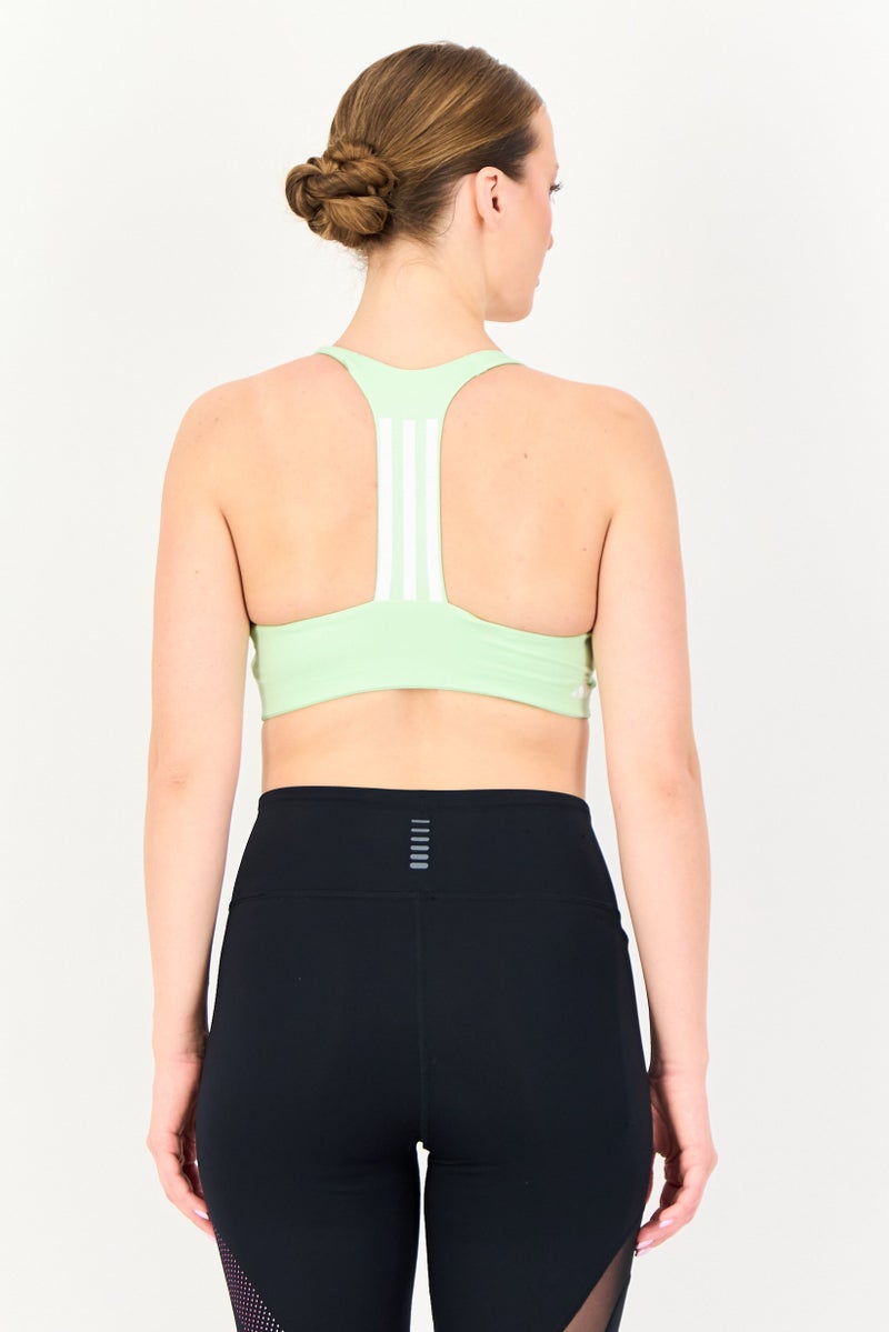 Adidas سوتيان رياضي مبطن للنساء بشعار العلامة التجارية، أخضر ليموني - Image 3