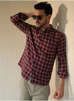 Dennis Lingo Men's Slim Fit Red Casual Cotton Spread Shirt  - Image 3
