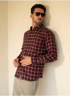 Dennis Lingo Men's Slim Fit Red Casual Cotton Spread Shirt  - Image 2